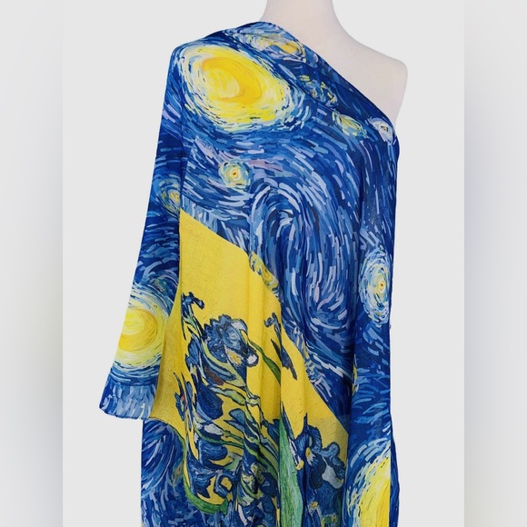 Blue-Yellow Starry Night &
Irises Scarf/Body wrap - Picture 7 of 9